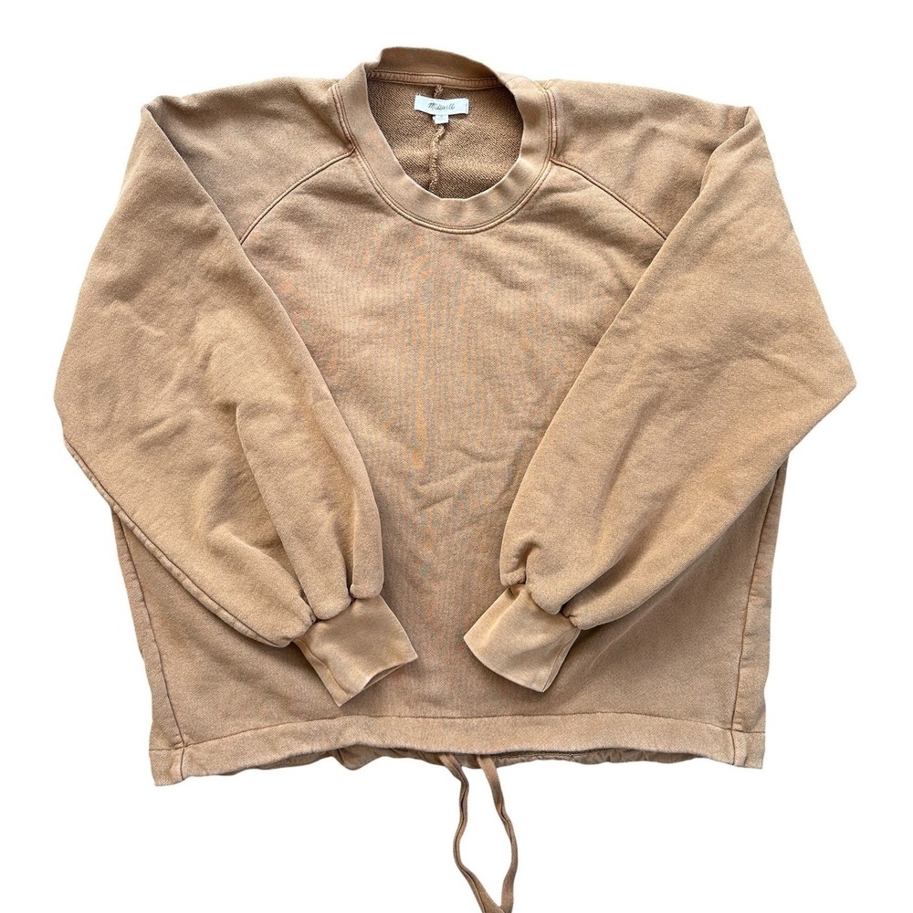 Madewell Drawstring Sweatshirt Wmns S Camel Brown Balloon Sleeve J4305 Excellent